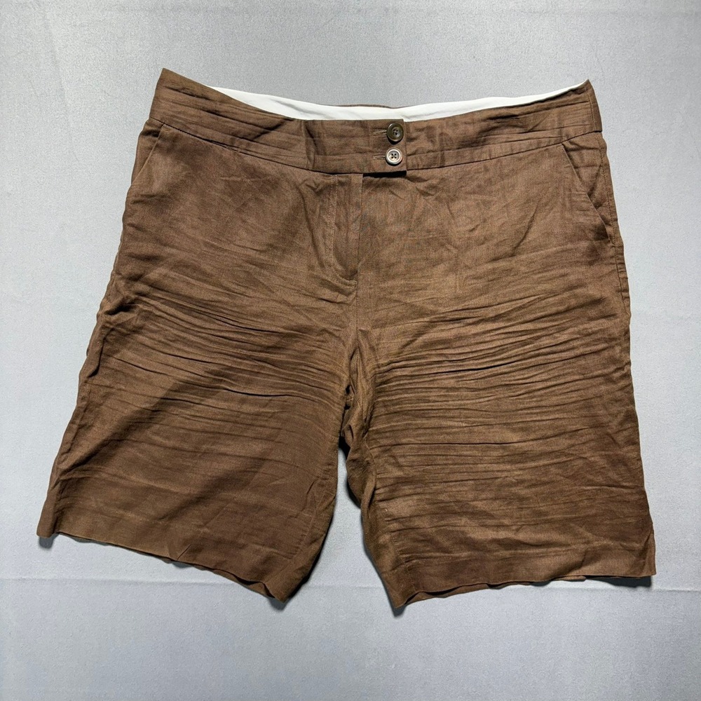 George ME Mark Eisen Brown Linen Blend Shorts Size 18 Coffee House GME28255